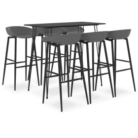 High table and bar stools 7 pieces black and gray by , Furniture sets for kitchens and dining rooms - Ref: Foro24-3057397, Pr...