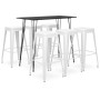 High table and bar stools 7 pieces black and white by , Furniture sets for kitchens and dining rooms - Ref: Foro24-3057388, P...