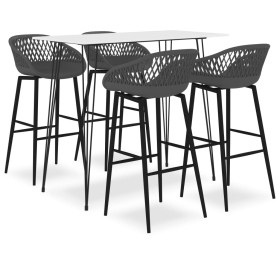 High table and bar stools 5 pieces white and gray by , Furniture sets for kitchens and dining rooms - Ref: Foro24-3057405, Pr...