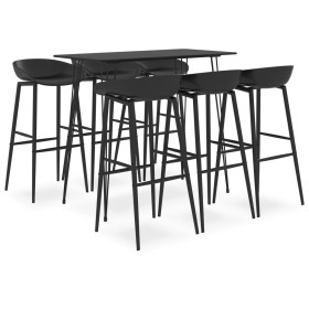 High table and bar stools 7 pieces black by , Furniture sets for kitchens and dining rooms - Ref: Foro24-3057395, Price: 536,...