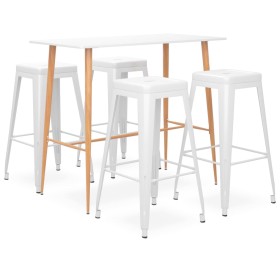 High table and bar stools 5 pieces white by , Furniture sets for kitchens and dining rooms - Ref: Foro24-3057430, Price: 439,...