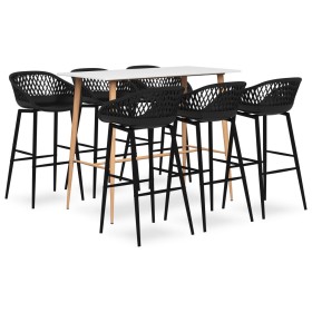 Set de bar de 7 piezas blanco y negro de , muebles para cocinas y comedores - Ref: Foro24-3057445, Precio: 542,14 €, Descuent...