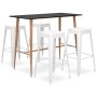 High table and bar stools 5 pieces black and white by , Furniture sets for kitchens and dining rooms - Ref: Foro24-3057458, P...