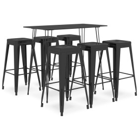 High table and bar stools 7 pieces black by , Furniture sets for kitchens and dining rooms - Ref: Foro24-3057387, Price: 727,...