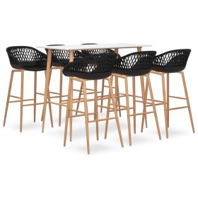 High table and bar stools 7 pieces black and white by , Furniture sets for kitchens and dining rooms - Ref: Foro24-3057448, P...