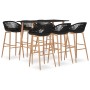 High table and bar stools 7 pieces black by , Furniture sets for kitchens and dining rooms - Ref: Foro24-3057476, Price: 528,...