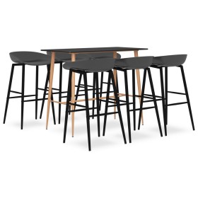 High table and bar stools 7 pieces black and gray by , Furniture sets for kitchens and dining rooms - Ref: Foro24-3057481, Pr...