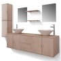 Conjunto de muebles de baño con lavabo y grifo 11 piezas beige de vidaXL, Muebles de baño - Ref: Foro24-273688, Precio: 502,5...