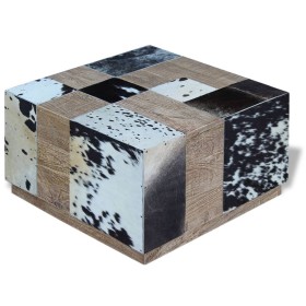 Real cowhide leather coffee table 60x60x36 cm by vidaXL, Coffee table - Ref: Foro24-243443, Price: 234,93 €, Discount: %