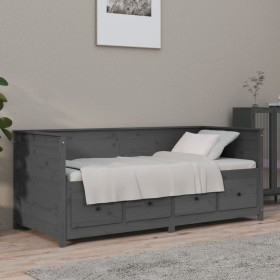 Sofá cama madera maciza de pino gris 90x190 cm de , Camas y somieres - Ref: Foro24-820913, Precio: 346,74 €, Descuento: %