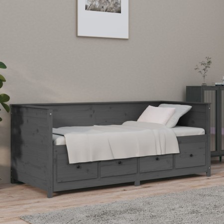 Sofá cama madera maciza de pino gris 90x190 cm de , Camas y somieres - Ref: Foro24-820913, Precio: 346,47 €, Descuento: %