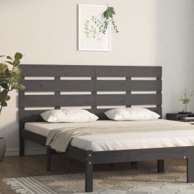 Cabecero de cama madera maciza de pino gris 160x3x80 cm de , Cabeceros y pies de cama - Ref: Foro24-821354, Precio: 65,56 €, ...