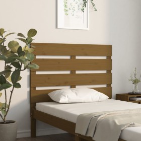 Solid honey brown pine wood headboard 100x3x80 cm by , Headboards and footboards - Ref: Foro24-821335, Price: 53,99 €, Discou...