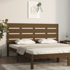 Solid honey brown pine wood headboard 120x3x80 cm by , Headboards and footboards - Ref: Foro24-821340, Price: 56,99 €, Discou...