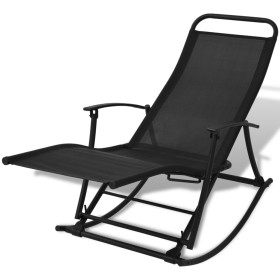 Silla mecedora de jardín acero y textilene negro de vidaXL, Sillas de jardín - Ref: Foro24-42158, Precio: 101,99 €, Descuento: %