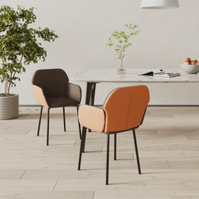 Dining chairs 2 units synthetic leather and brown fabric by , dining chairs - Ref: Foro24-344753, Price: 88,99 €, Discount: %