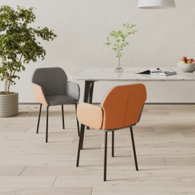 Dining chairs, 2 units, light gray synthetic leather and fabric by , dining chairs - Ref: Foro24-344751, Price: 85,99 €, Disc...