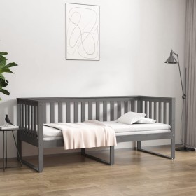 Gray solid pine wood sofa bed 90x190 cm by , Beds and slatted bases - Ref: Foro24-820883, Price: 147,99 €, Discount: %