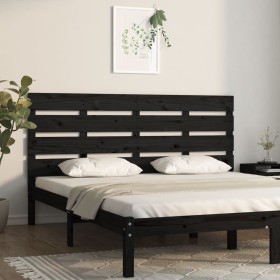 Solid black pine wood bed headboard 135x3x80 cm by , Headboards and footboards - Ref: Foro24-821376, Price: 59,99 €, Discount: %