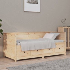 Sofá cama de madera maciza de pino 75x190 cm de , Camas y somieres - Ref: Foro24-820916, Precio: 267,29 €, Descuento: %