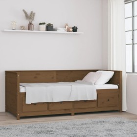 Honey brown solid pine wood sofa bed 80x200 cm by , Beds and slatted bases - Ref: Foro24-820909, Price: 257,99 €, Discount: %