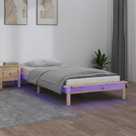 Estructura de cama con LED madera maciza 100x200 cm de , Camas y somieres - Ref: Foro24-820596, Precio: 86,99 €, Descuento: %