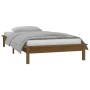 Bed frame with LED solid wood honey brown 90x200 cm by , Beds and slatted bases - Ref: Foro24-820594, Price: 126,61 €, Discou...