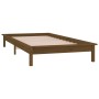 Estructura de cama con LED madera maciza marrón miel 90x200 cm de , Camas y somieres - Ref: Foro24-820594, Precio: 126,99 €, ...