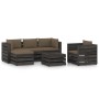 Garden furniture 6 pieces with gray impregnated wood cushions by , Garden sets - Ref: Foro24-3068464, Price: 639,67 €, Discou...