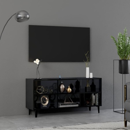 TV cabinet with glossy black metal legs 103.5x30x50 cm by , TV Furniture - Ref: Foro24-805957, Price: 51,90 €, Discount: %