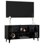 TV cabinet with glossy black metal legs 103.5x30x50 cm by , TV Furniture - Ref: Foro24-805957, Price: 51,90 €, Discount: %