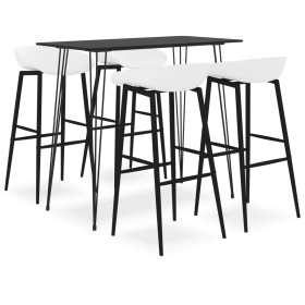 High table and bar stools 5 pieces black and white by , Furniture sets for kitchens and dining rooms - Ref: Foro24-3057382, P...