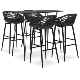 High table and 5-piece black bar stools by , Furniture sets for kitchens and dining rooms - Ref: Foro24-3057375, Price: 403,2...