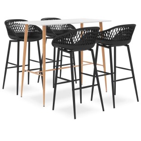 High table and bar stools 5 pieces black and white by , Furniture sets for kitchens and dining rooms - Ref: Foro24-3057431, P...