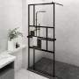 Shower screen with ESG glass and black aluminum shelf 90x195 cm by , Shower walls and screens - Ref: Foro24-3185460, Price: 2...