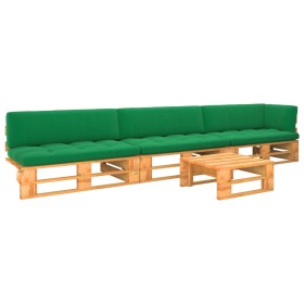 4-piece pallet furniture and honey-impregnated pine wood cushions by , Garden sets - Ref: Foro24-3066738, Price: 354,99 €, Di...