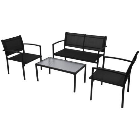 Set de muebles de jardín 4 piezas textilene negro de vidaXL, Conjuntos de jardín - Ref: Foro24-42162, Precio: 177,05 €, Descu...