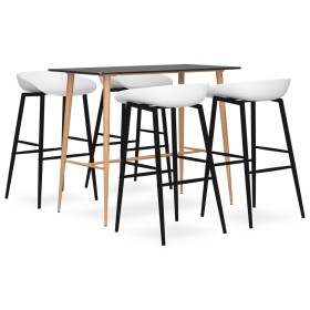 High table and bar stools 5 pieces black and white by , Furniture sets for kitchens and dining rooms - Ref: Foro24-3057466, P...