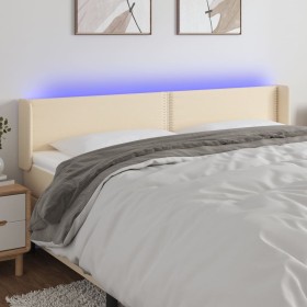 Cream fabric headboard with LED 183x16x78/88 cm by , Headboards and footboards - Ref: Foro24-3123115, Price: 80,99 €, Discoun...