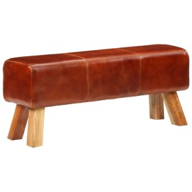 Bok colt bench in mango wood and brown leather 110 cm by , Dining and kitchen benches - Ref: Foro24-351102, Price: 196,79 €, ...