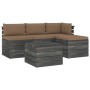 Pallet garden furniture 5 pieces with solid pine wood cushions by , Garden sets - Ref: Foro24-3061799, Price: 376,99 €, Disco...