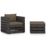 2-piece garden furniture set with gray impregnated wood cushions by , Garden sets - Ref: Foro24-3068152, Price: 198,82 €, Dis...