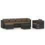 7-piece garden furniture set with gray impregnated wood cushions by , Garden sets - Ref: Foro24-3068476, Price: 726,50 €, Dis...