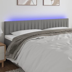 Dark gray fabric headboard with LED 200x5x78/88 cm by , Headboards and footboards - Ref: Foro24-3121873, Price: 74,99 €, Disc...