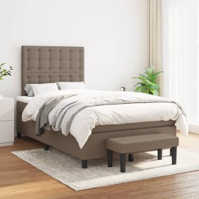 Box spring bed with taupe gray fabric mattress 120x200 cm by , Beds and slatted bases - Ref: Foro24-3136905, Price: 496,15 €,...