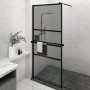 Shower screen with ESG glass shelf and black aluminum 90x195 cm by , Shower walls and screens - Ref: Foro24-3185466, Price: 2...