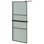 Shower screen with ESG glass shelf and black aluminum 90x195 cm by , Shower walls and screens - Ref: Foro24-3185466, Price: 2...