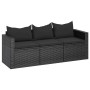 3-seater garden sofa with black synthetic rattan cushions by , Outdoor sofas - Ref: Foro24-362327, Price: 208,70 €, Discount: %