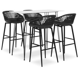 High table and bar stools 5 pieces black and white by , Furniture sets for kitchens and dining rooms - Ref: Foro24-3057403, P...