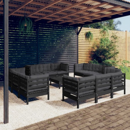 Garden furniture 13 pieces with anthracite pine wood cushions by , Garden sets - Ref: Foro24-3096074, Price: 1,00 €, Discount: %